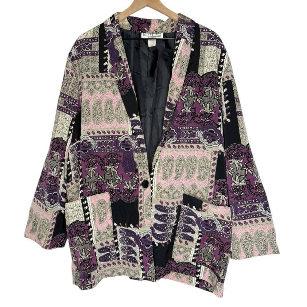 Vintage 90s Dress Barn Woman Paisley Blazer Jacket 2X work professional USA